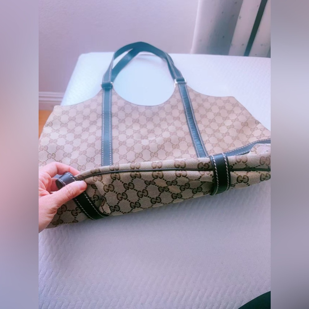 Gucci Royal Canvas Leather Hobo Tote Bag Dark Brown Monogram Timeless Designer - Picture 13 of 16